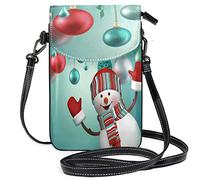 Oudrspo 3D Happy Snowman Party Borsa a tracolla per telefono Piccola mini borsa a tracolla Custodia per cellulare Portafoglio in pelle per donne Ragazze