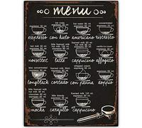 Oudrspo 8"X 12" Targa in metallo vintage in latta Decor 15 Menu di ricette di caffè Targhe in legno Arte murale Targa in latta Poster Targhe in metallo vintage per bar Musica Club