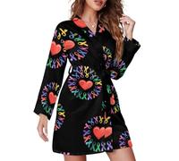 Oudrspo Accappatoio da donna con scollo a V e lunghezza al ginocchio per la lotta contro il cancro