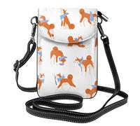 Oudrspo Adorabile Akita Inu Borse a tracolla in pelle da donna Borsa per cellulare Portafoglio con fessure per carte multiple