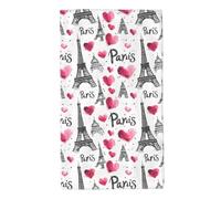 Oudrspo Asciugamani con stampa della Torre Eiffel e motivo Amore, 40 x 68,5 cm, in morbida microfibra altamente assorbente, ideali per bagno, a, lavaggio viso, allenamento, palestra e viaggi.