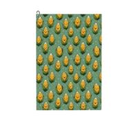 Oudrspo Asciugamano da golf in microfibra con stampa di pannocchie e motivo a cartoni animati, formato 24x16 pollici, con moschettone. Accessorio essenziale per la pulizia di mazze e palline da golf.