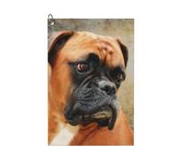 Oudrspo Asciugamano da golf in microfibra con stampa di un cane boxer in posa rossa, con moschettone, 40x60 cm, assorbente, con trama a nido d'ape, ideale per sacche da golf.