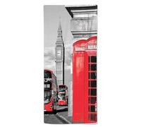 Oudrspo Asciugamano rosso grigio 2 London per bagno, cucina, casa, strofinacci, cabina telefonica di Londra, asciugamano per cucinare e cuocere al forno, rosso grigio - 12 x 27,5 pollici