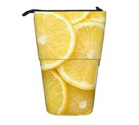 Oudrspo Astuccio giallo limone Astuccio stampato in piedi Astuccio portamatite telescopico Astuccio carino per cancelleria Organizzatore da ufficio con chiusura a cerniera