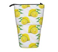 Oudrspo Astuccio giallo limone Astuccio stampato in piedi Astuccio portamatite telescopico Astuccio carino per cancelleria Organizzatore da ufficio con chiusura a cerniera