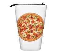 Oudrspo Astuccio I Love Pizza Astuccio stampato in piedi Astuccio portamatite telescopico Astuccio carino per cancelleria Organizer da ufficio con chiusura a cerniera