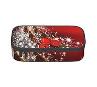 Oudrspo Astuccio per cancelleria con astuccio per matite durevole stampato Magic Christmas con scomparto con cerniera Astuccio per matite portatile di grande capacità