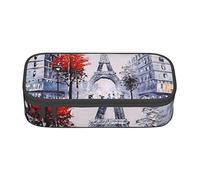 Oudrspo Astuccio per cancelleria durevole con stampa artistica della torre Eiffel dell'albero della città di Parigi con scomparto con cerniera Astuccio portatile di grande capacità