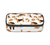 Oudrspo Astuccio per cancelleria durevole stampato con cane Beagle con scomparto con cerniera Astuccio portatile di grande capacità