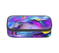 Oudrspo Astuccio per cancelleria durevole stampato con pittura dell'aurora boreale con scomparto con cerniera Astuccio portatile di grande capacità