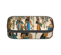 Oudrspo Astuccio per cancelleria durevole stampato da donna nell'antico Egitto con scomparto con cerniera Astuccio portatile di grande capacità