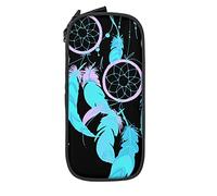 Oudrspo Astuccio per matite Acchiappasogni di grande capacità Piuma blu onirica Scatola per matite nera Astuccio per penna per scuola media/superiore Ufficio College Ragazza e ragazzo per adulti