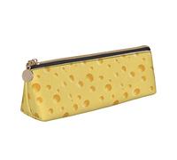 Oudrspo Astuccio per matite con motivo a formaggio giallo Astuccio per cosmetici Astuccio per penne Triangolo in pelle Borsa portaoggetti Organizer per cancelleria con cerniera per ufficio per adulti