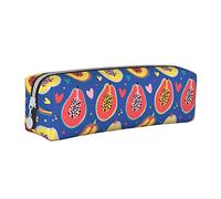 Oudrspo Astuccio per matite con motivo a frutta di papaia Astuccio per penne rotondo Astuccio per matite portatile Organizer in pelle con astuccio cosmetico con cerniera
