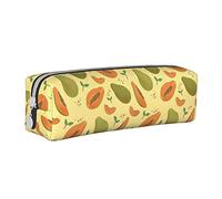 Oudrspo Astuccio per matite con motivo a frutta di papaia Astuccio per penne rotondo Astuccio per matite portatile Organizer in pelle con astuccio cosmetico con cerniera