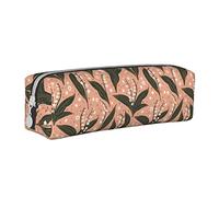 Oudrspo Astuccio per matite con motivo a giglio Astuccio per penne rotondo Astuccio per matite portatile Organizer in pelle con astuccio cosmetico con cerniera