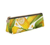 Oudrspo Astuccio per matite con motivo a mais Astuccio per penne a triangolo Astuccio per matite portatile Organizer in pelle con borsa per cosmetici con cerniera