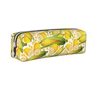 Oudrspo Astuccio per matite con motivo a mais Astuccio per penne rotondo Astuccio per matite portatile Organizer in pelle con astuccio cosmetico con cerniera