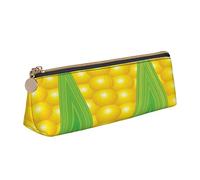 Oudrspo Astuccio per matite con motivo a pannocchie di mais maturo fresco Astuccio per penne a triangolo Astuccio per matite portatile Organizer in pelle con cerniera Borsa per cosmetici