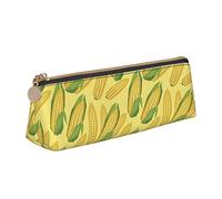Oudrspo Astuccio per matite con motivo a pannocchie di mais maturo fresco Astuccio per penne a triangolo Astuccio per matite portatile Organizer in pelle con cerniera Borsa per cosmetici