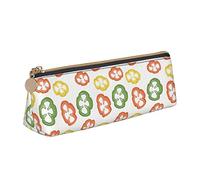 Oudrspo Astuccio per matite con motivo a peperone ad Astuccio per penne triangolari Astuccio per matite portatile Organizer in pelle con astuccio cosmetico con cerniera