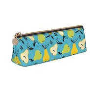 Oudrspo Astuccio per matite con motivo a pera di frutta Astuccio per penne a triangolo Astuccio per matite portatile Organizer in pelle con borsa per cosmetici con cerniera