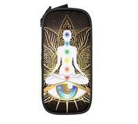 Oudrspo Astuccio per matite di grande capacità Chakra Lotus Mandala Gold Black Pencil Box Astuccio per penna per scuola media/superiore Ufficio College Ragazza e ragazzo per adulti
