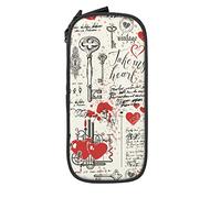 Oudrspo Astuccio per matite di grande capacità Cupid Key Romance Love Vintage Pencil Box Pen Pouch per scuola media/superiore Ufficio College Ragazza e ragazzo per adulti