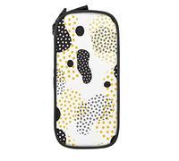 Oudrspo Astuccio per matite di grande capacità di lusso Golden Black Cow Stampa astuccio portapenne bianco per scuola media/superiore Ufficio College Ragazza e ragazzo per adulti