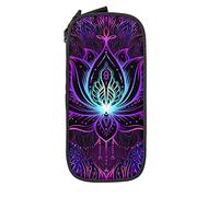 Oudrspo Astuccio per matite di grande capacità Mystic Lotus Trippy Boho Astuccio per matite nero Astuccio per scuola media/superiore Ufficio College Ragazza e ragazzo per adulti