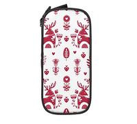 Oudrspo Astuccio per matite Grande capacità Cervo Rosso Natale Etnia Astuccio per matite bianco Astuccio per scuola media/superiore Ufficio College Ragazza e ragazzo per adulti