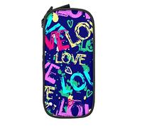 Oudrspo Astuccio per matite Grande capacità Creativo Amore Moda Doodle Astratta Scatola per matite Astuccio per penna per scuola media/superiore Ufficio College Ragazza e ragazzo per adulti