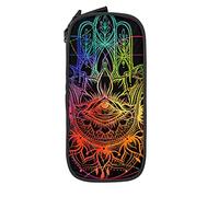Oudrspo Astuccio per matite Grande capacità Mystic Colorful Hamsa Hand Trippy Black Pencil Box Astuccio per penne per scuola media/superiore Ufficio College Ragazza e ragazzo per adulti