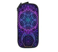 Oudrspo Astuccio per matite Grande capacità Neon Mystic Geometry Simbolo Boho Astuccio per matite Astuccio per scuola media/superiore Ufficio College Ragazza e ragazzo per adulti