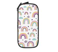 Oudrspo Astuccio per matite Grande capacità Rainbow Cloud Love Heart White Pencil Box Astuccio per penna per scuola media/superiore Ufficio College Ragazza e ragazzo per adulti