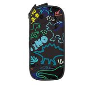 Oudrspo Astuccio per matite Grande capacità Sagoma di dinosauro Dino Graffiti Astuccio per matite nero Astuccio per scuola media/superiore Ufficio College Ragazza e ragazzo per adulti