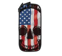 Oudrspo Astuccio per matite Grande capacità Teschio Bandiera americana Astuccio per matite nero Astuccio per scuola media/superiore Ufficio College Ragazza e ragazzo per adulti