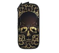 Oudrspo Astuccio per matite Grande capacità Teschio d'oro Loto Mandala Astuccio per matite nero Astuccio per scuola media/superiore Ufficio College Ragazza e ragazzo per adulti