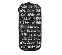 Oudrspo Astuccio per matite Grande capacità World Greeting Hello Word Vintage Black Pencil Box Pen Pouch per scuola media/superiore Ufficio College Ragazza e ragazzo per adulti