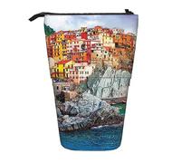 Oudrspo Astuccio telescopico Astuccio per matite Stand Up Cinque Terre Stampa scenario Portamatite Astuccio per penna Borsa per cosmetici con cerniera per uomo donna