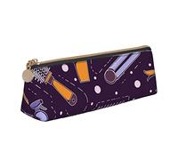 Oudrspo Barber Salon Tools Modello Astuccio per matite Astuccio per penne a triangolo Astuccio per matite portatile Organizer in pelle con cerniera Borsa cosmetica