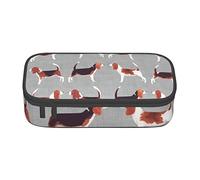 Oudrspo Beagle Patterns (1) Astuccio per cancelleria durevole stampato con scomparto con cerniera Astuccio portatile di grande capacità