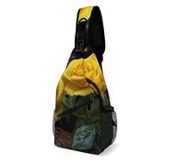 Oudrspo Beautiful Yellow Roses Sling Bag for Men Women Crossbody Backpack Colorful Tulip Flowers Crossbody Bag Chest Bags for Travel Sport