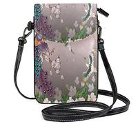 Oudrspo Bellissimo pavone con gru volante Borsa a tracolla per telefono Piccola mini borsa a tracolla Custodia per cellulare Portafoglio in pelle Miglior regalo per anniversario, compleanni