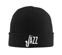 Oudrspo Berretto da Sci Lavorato a Maglia con Musica Jazz Sassofono Nero Classico Cappello Invernale Caldo per Donne e Uomini