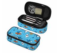 Oudrspo Blu Cute Shark Pen Organizer Borsa Skateboard Orange Coral Ocean Fish Swim Marine Cartoon Shark Sea Underwater Matite Cosmetic Bag Cancelleria per ufficio per adolescenti