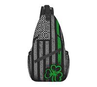 Oudrspo Borsa a Tracolla Antifurto, per il Giorno di San Patrizio Bandiera Americana del Trifoglio Verde Nero, Zaino a Tracolla Borsa a Tracolla Impermeabile Zaino Leggero Casual per Sport da Viaggio