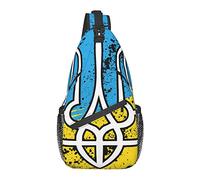 Oudrspo Borsa a Tracolla Antifurto, per Stemma dell'Ucraina Bandiera Grunge, Zaino a Tracolla Borsa a Tracolla Impermeabile Zaino Leggero Casual per Sport da Viaggio