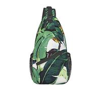 Oudrspo Borsa a tracolla con foglie di palma tropicale e banane da viaggio, zaino a tracolla, per uomo e donna, spalle regolabili sinistra e destra, zaino casual da escursionismo